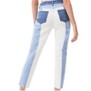 Pacsun Mom Jean Two Blue and White Tone Raw Hem size 25